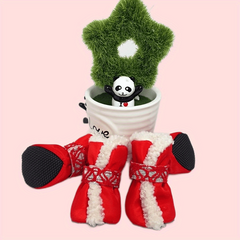 Winter Dog Boots Warm Fleece Dog Shoes Christmas Puppy Snow Booties