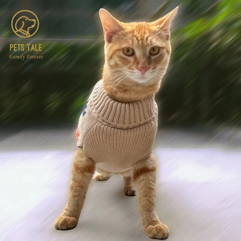 Cat Sweater Heart Graphic Pet Clothing Warm for Autumn and Winter