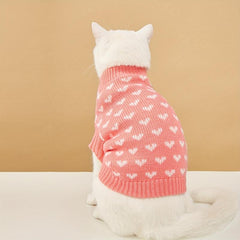 Cat Sweater Heart Graphic Pet Clothing Warm for Autumn and Winter