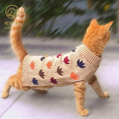 Cat Sweater Heart Graphic Pet Clothing Warm for Autumn and Winter