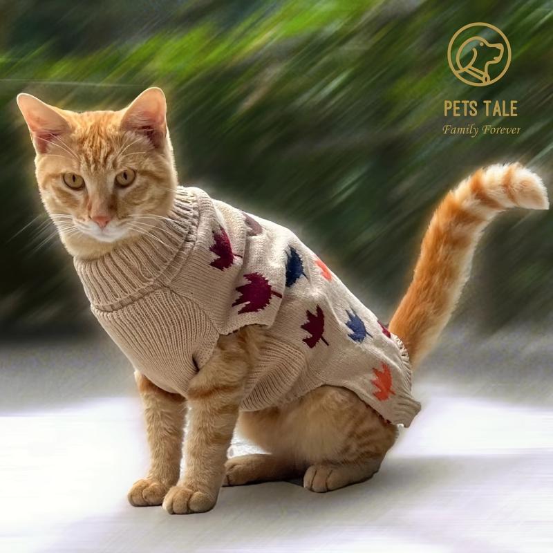 Cat Sweater Heart Graphic Pet Clothing Warm for Autumn and Winter
