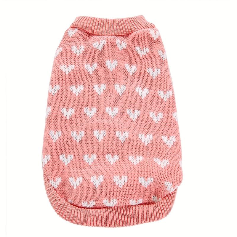 Cat Sweater Heart Graphic Pet Clothing Warm for Autumn and Winter