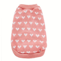 Cat Sweater Heart Graphic Pet Clothing Warm for Autumn and Winter