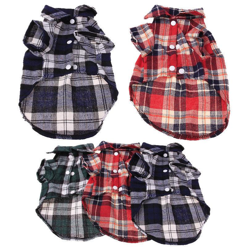 Plaid Pet Shirt Dog Coats Fall Clothing Jacket