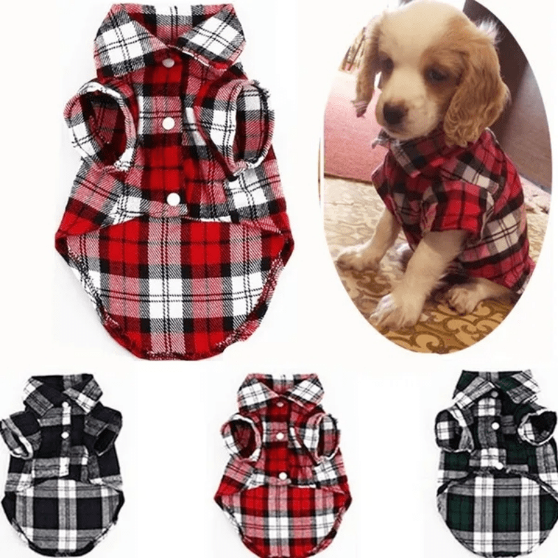 Plaid Pet Shirt Dog Coats Fall Clothing Jacket