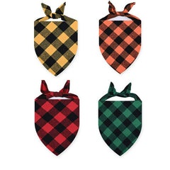 Pet Plaid Scarf Triangle Cat Collar Dog Bandana Christmas Ornament