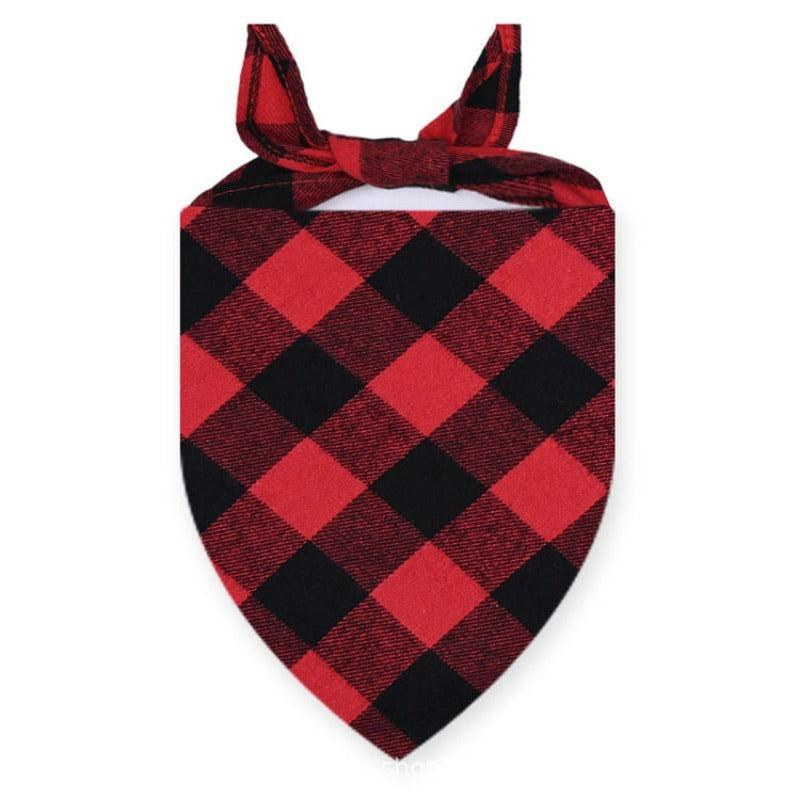 Pet Plaid Scarf Triangle Cat Collar Dog Bandana Christmas Ornament