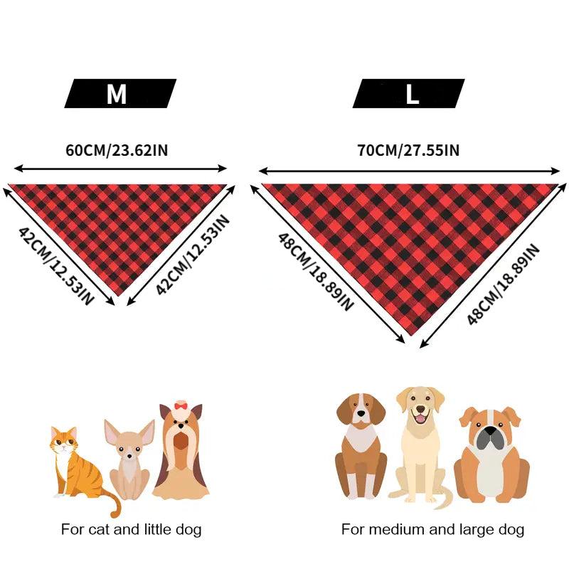 Pet Plaid Scarf Triangle Cat Collar Dog Bandana Christmas Ornament