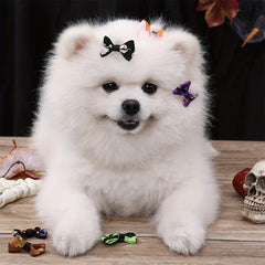 6pcs Halloween Pet Hair Accessories Ghost Dog Hair Bows Cat And Dog Head Flowers