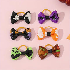 6pcs Halloween Pet Hair Accessories Ghost Dog Hair Bows Cat And Dog Head Flowers