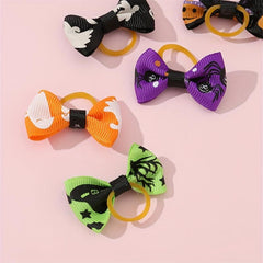 6pcs Halloween Pet Hair Accessories Ghost Dog Hair Bows Cat And Dog Head Flowers