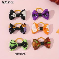 6pcs Halloween Pet Hair Accessories Ghost Dog Hair Bows Cat And Dog Head Flowers