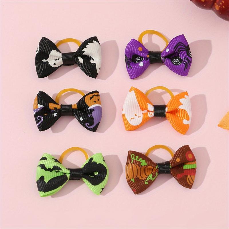 6pcs Halloween Pet Hair Accessories Ghost Dog Hair Bows Cat And Dog Head Flowers