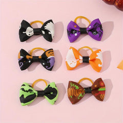 6pcs Halloween Pet Hair Accessories Ghost Dog Hair Bows Cat And Dog Head Flowers