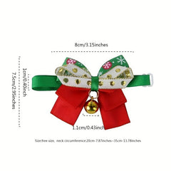 Festive Christmas Pet Collar with Bow for Dog & Cat