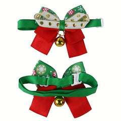 Festive Christmas Pet Collar with Bow for Dog & Cat