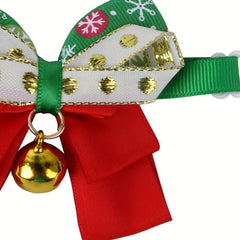 Festive Christmas Pet Collar with Bow for Dog & Cat
