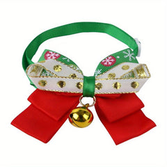 Festive Christmas Pet Collar with Bow for Dog & Cat