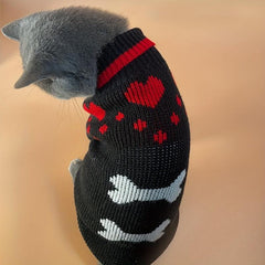 Heart Shaped Knitted Pet Sweater for Small Dogs and Cats