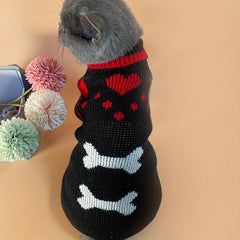 Heart Shaped Knitted Pet Sweater for Small Dogs and Cats