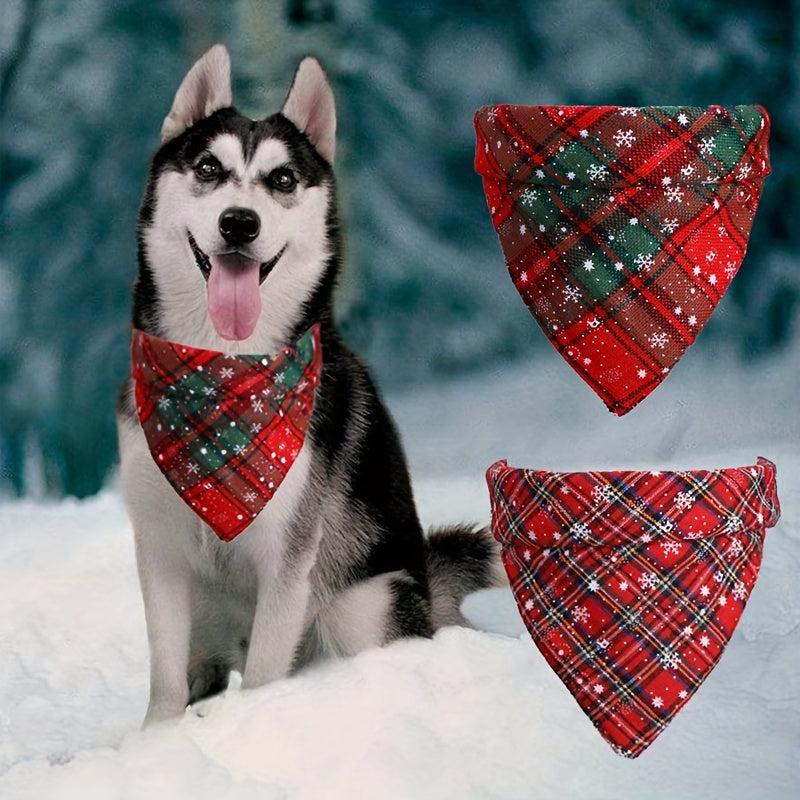 Festive Pet Check Lace Up Slobber Scarf