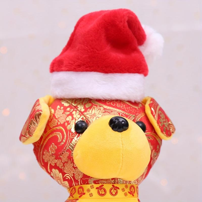 Christmas Pet Santa Hat Small Dog Hat Red Plush Puppy Cap
