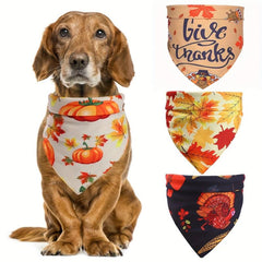 Thanksgiving Dog Scarf Double Layered Triangle Bib for Dogs and Cats Pet Towel