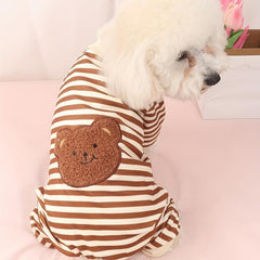 Striped Cartoon Bear Pet Jumpsuit Dog Loungewear
