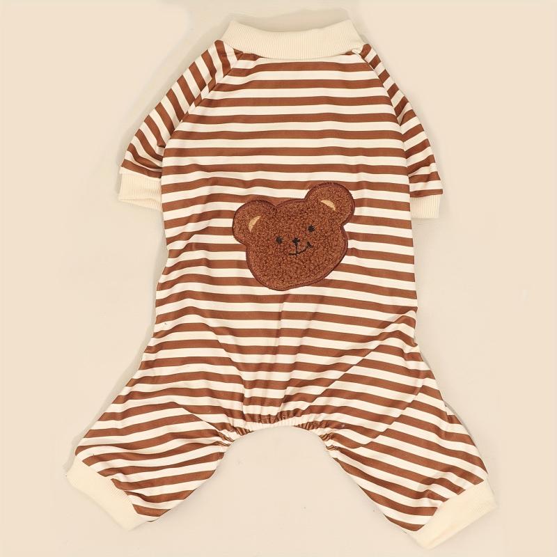 Striped Cartoon Bear Pet Jumpsuit Dog Loungewear