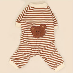 Striped Cartoon Bear Pet Jumpsuit Dog Loungewear