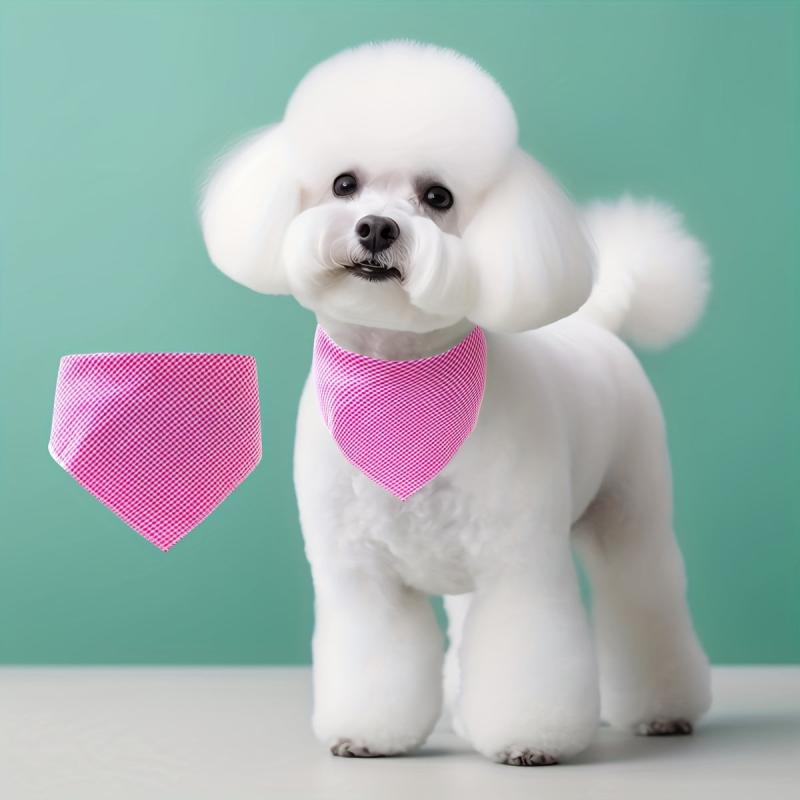 Double Layer Plaid Dog Kerchief Scarf Triangle Bibs Pet Scarf