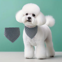 Double Layer Plaid Dog Kerchief Scarf Triangle Bibs Pet Scarf