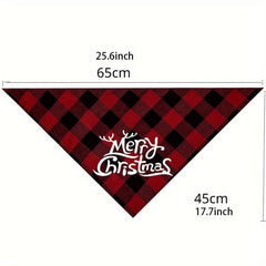 Christmas Dog Plaid Kerchief Scarf Triangle Bibs Pet Scarf
