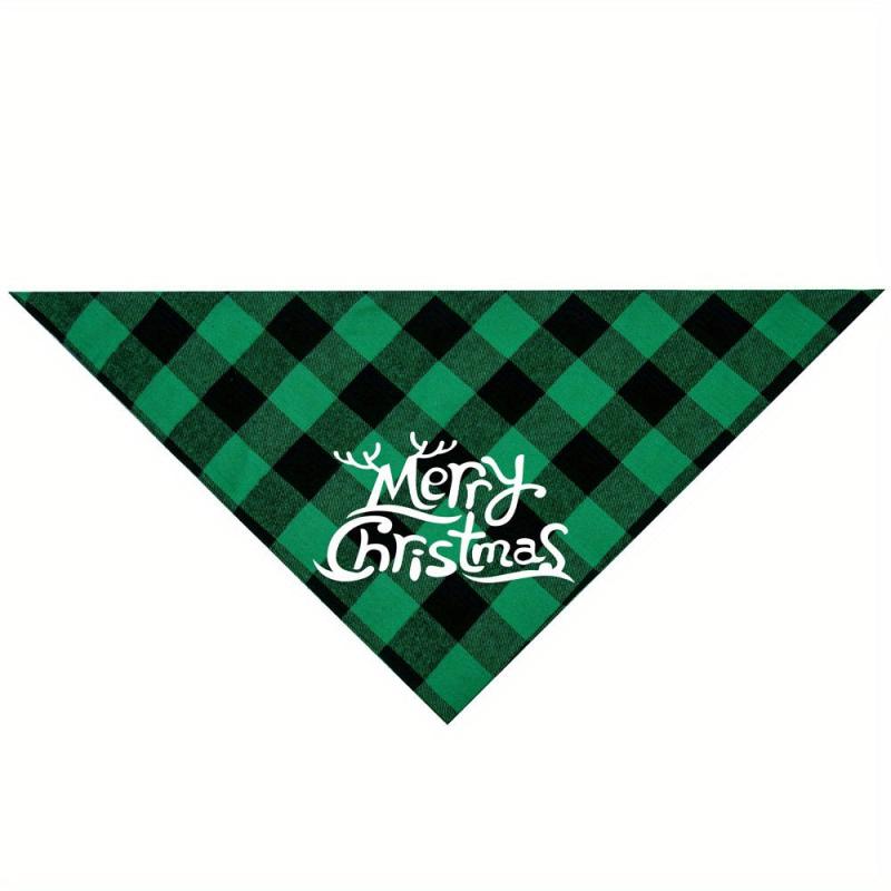 Christmas Dog Plaid Kerchief Scarf Triangle Bibs Pet Scarf