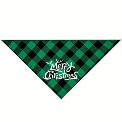 Christmas Dog Plaid Kerchief Scarf Triangle Bibs Pet Scarf