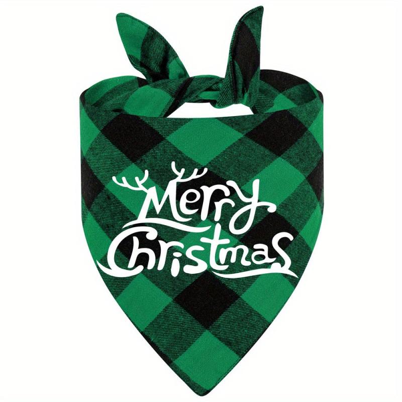 Christmas Dog Plaid Kerchief Scarf Triangle Bibs Pet Scarf
