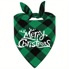 Christmas Dog Plaid Kerchief Scarf Triangle Bibs Pet Scarf