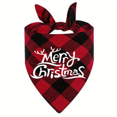 Christmas Dog Plaid Kerchief Scarf Triangle Bibs Pet Scarf
