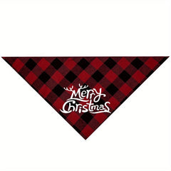Christmas Dog Plaid Kerchief Scarf Triangle Bibs Pet Scarf