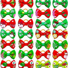 16pcs Christmas Fruit Design Bow Decor Rubber Bands for Pets