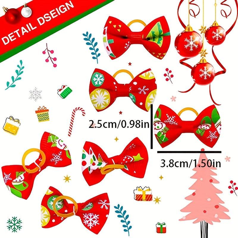 16pcs Christmas Fruit Design Bow Decor Rubber Bands for Pets