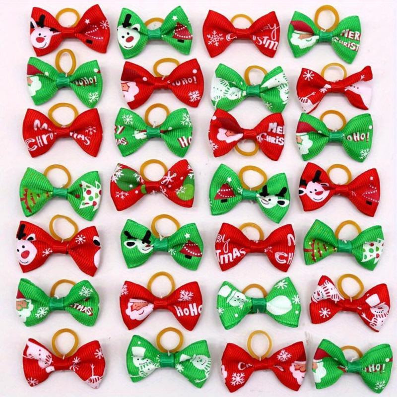16pcs Christmas Fruit Design Bow Decor Rubber Bands for Pets