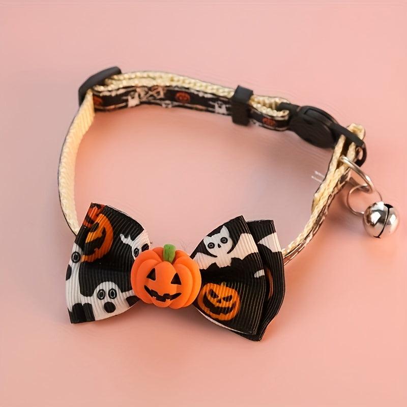 Halloween Pet Collar Kitten Dog Safety Buckle Necklace Pumpkin Ghost Graphic
