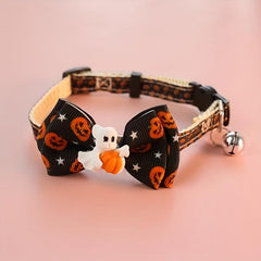 Halloween Pet Collar Kitten Dog Safety Buckle Necklace Pumpkin Ghost Graphic