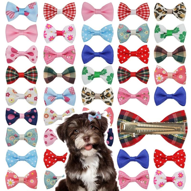 20pcs Puppy Dog Hair Bows w/ Metal Clips Hair Accessories for Stylish Look