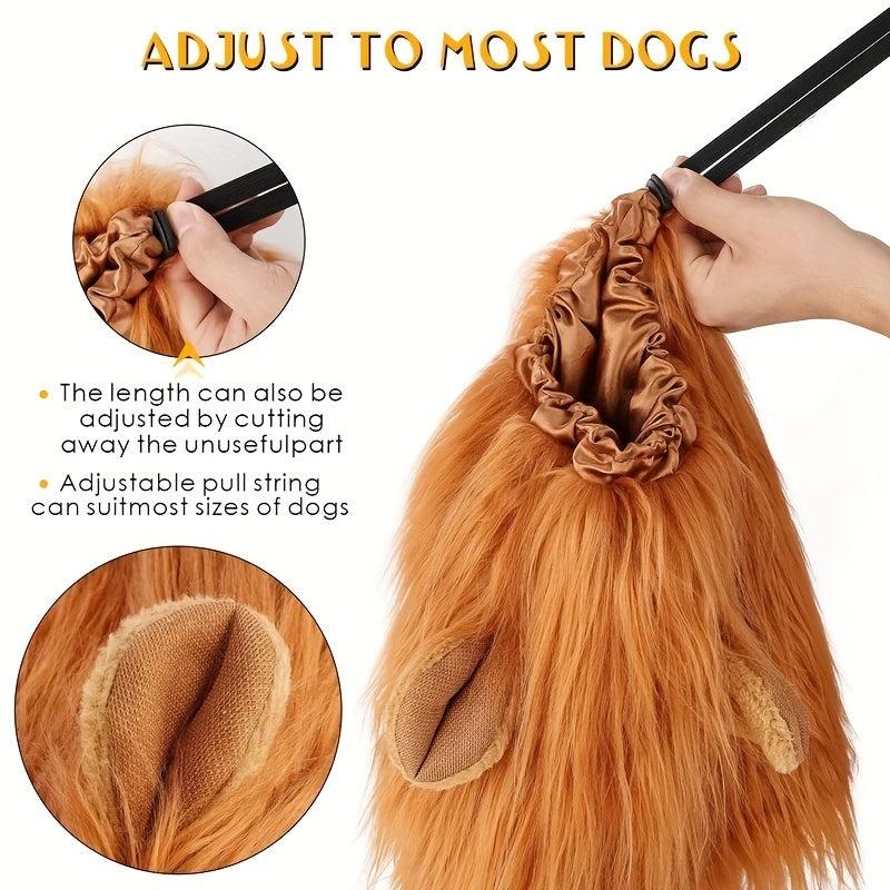 Adjustable Lion Wig with Ears for Dogs and Fun Mane Costume