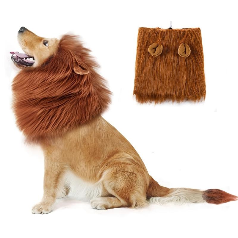 Adjustable Lion Wig with Ears for Dogs and Fun Mane Costume