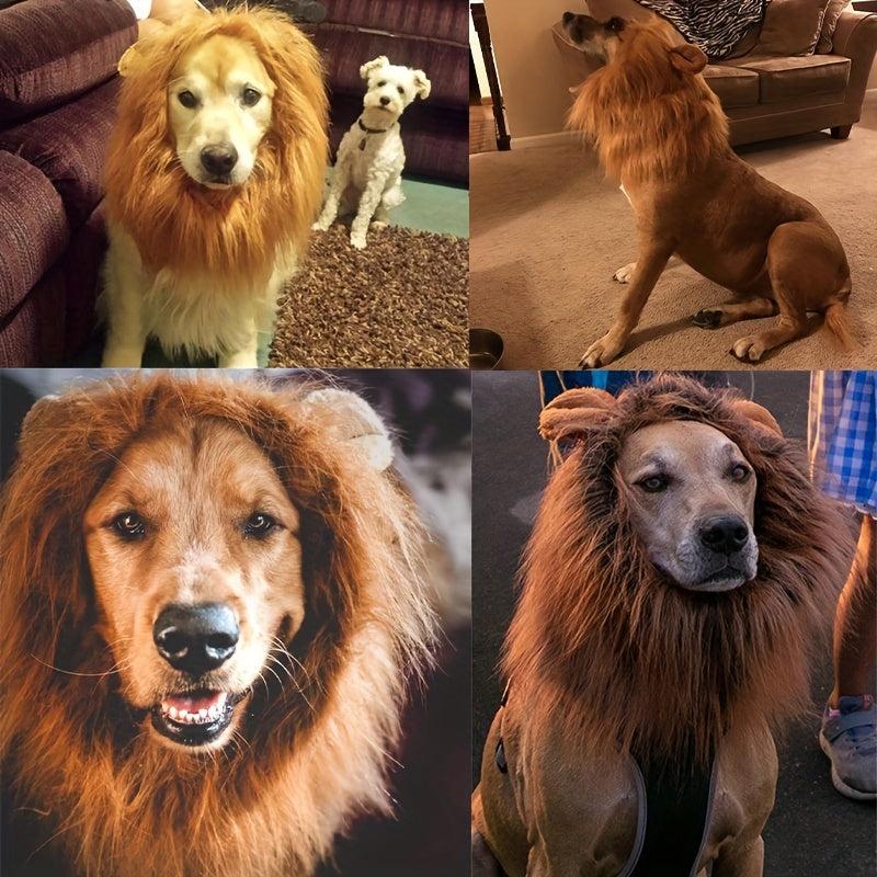 Adjustable Lion Wig with Ears for Dogs and Fun Mane Costume