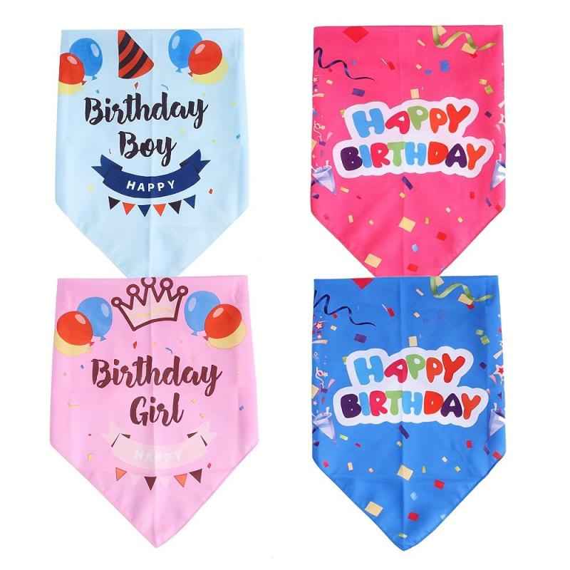 Pet Birthday Triangle Scarf Dog Bibs Dog Saliva Towel Pet Birthday