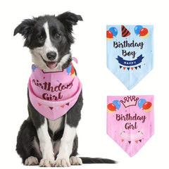 Pet Birthday Triangle Scarf Dog Bibs Dog Saliva Towel Pet Birthday